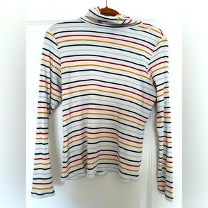 Old Navy - Striped Rib-Knit Long-Sleeve Turtleneck Top for Women